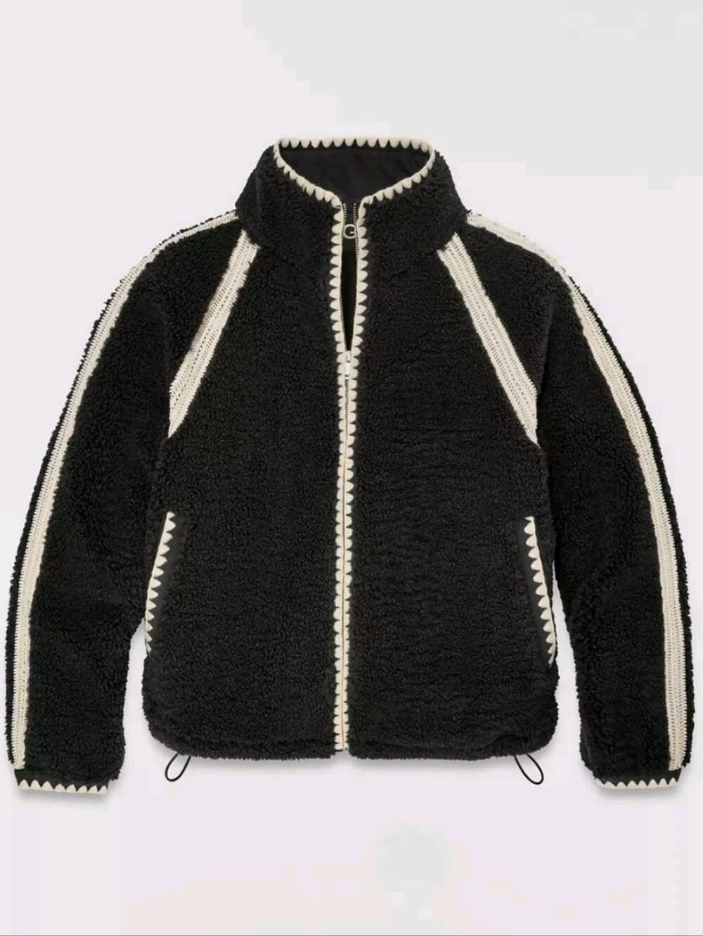 UGG Nikia Crochet UggFluff Sherpa Jacket L Black